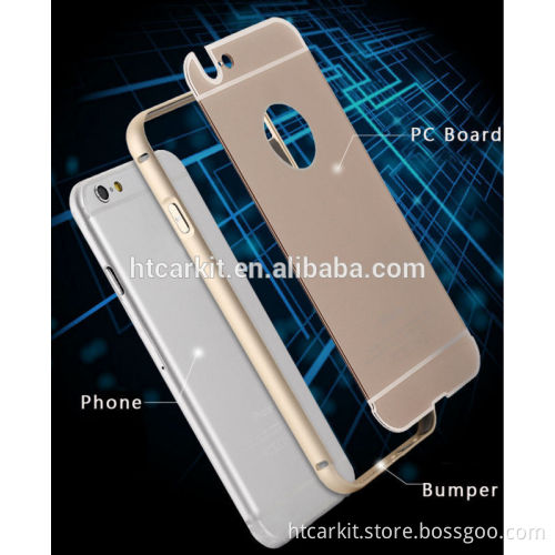 Aluminum metal bumper clear PC backup cell phone case cover for iphone 6 4.7" 6plus 5.5"